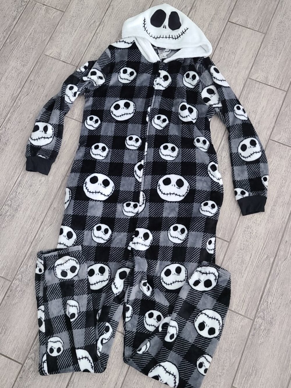 Disney Nightmare Before Christmas Jack Skellington Plaid Onesie Pajamas XL